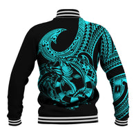 Polynesia Baseball Jacket Fish Hook Tattoo Go Fishing Polynesian Pattern Turquosie LT14 - Polynesian Pride