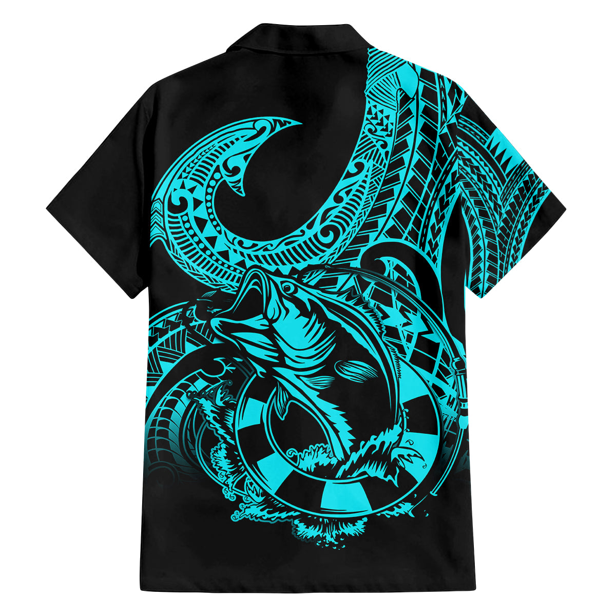 Polynesia Family Matching Tank Maxi Dress and Hawaiian Shirt Fish Hook Tattoo Go Fishing Polynesian Pattern Turquosie LT14 - Polynesian Pride