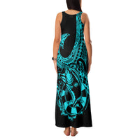 Polynesia Family Matching Tank Maxi Dress and Hawaiian Shirt Fish Hook Tattoo Go Fishing Polynesian Pattern Turquosie LT14 - Polynesian Pride