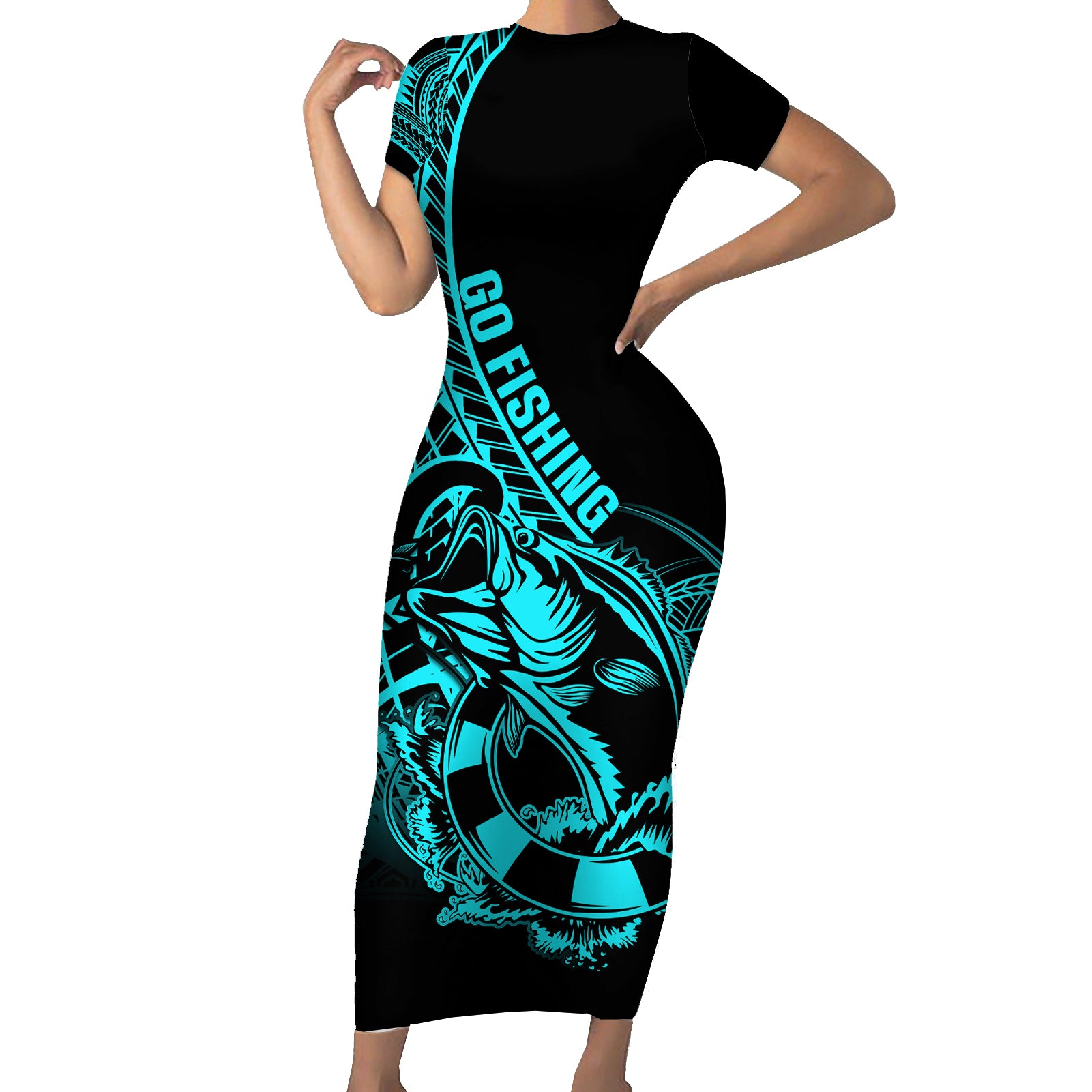 polynesia-short-sleeve-bodycon-dress-fish-hook-tattoo-go-fishing-polynesian-pattern-turquosie