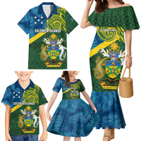 Solomon Islands Family Matching Mermaid Dress and Hawaiian Shirt Tropical Leaves With Melanesian Pattern LT14 - Polynesian Pride