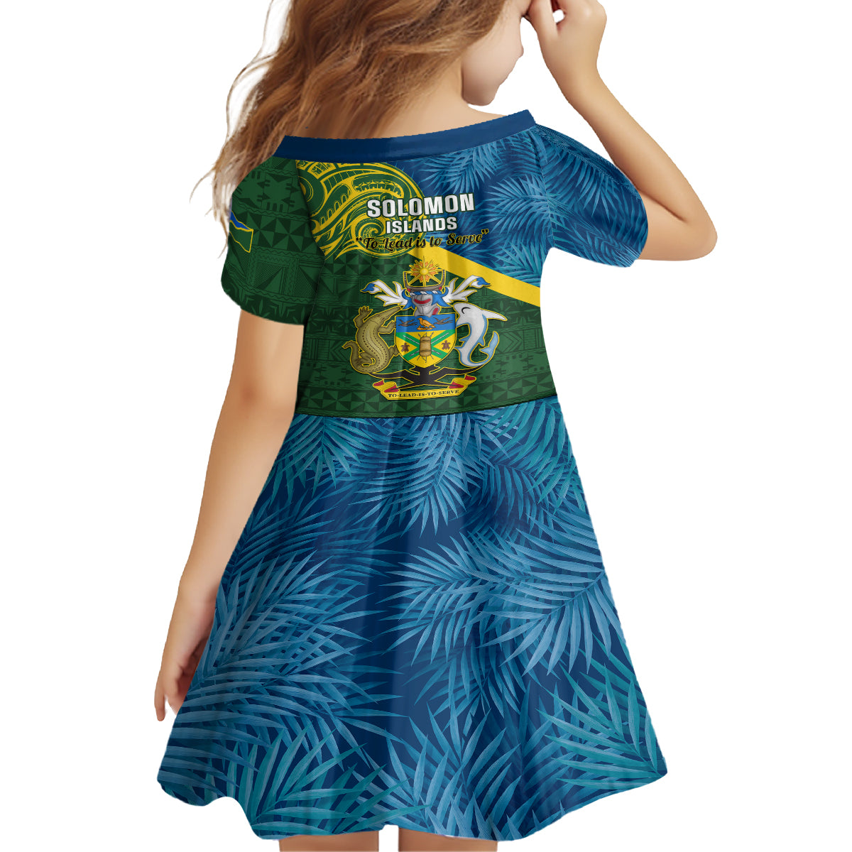 Solomon Islands Family Matching Off Shoulder Short Dress and Hawaiian Shirt Tropical Leaves With Melanesian Pattern LT14 - Polynesian Pride