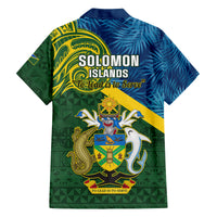 Solomon Islands Family Matching Off Shoulder Short Dress and Hawaiian Shirt Tropical Leaves With Melanesian Pattern LT14 - Polynesian Pride