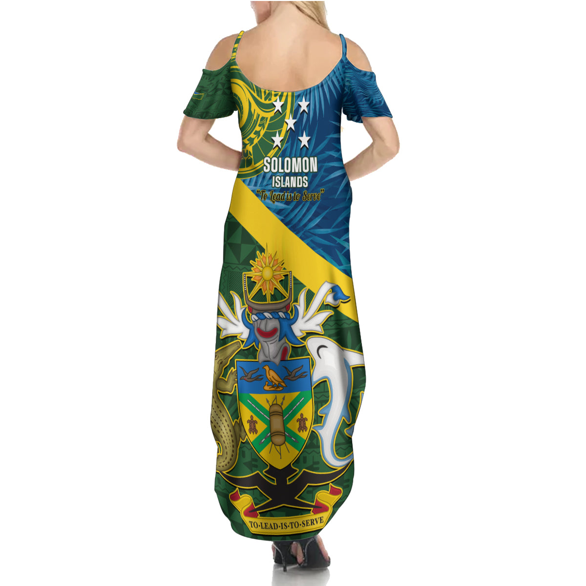 Solomon Islands Family Matching Summer Maxi Dress and Hawaiian Shirt Tropical Leaves With Melanesian Pattern LT14 - Polynesian Pride