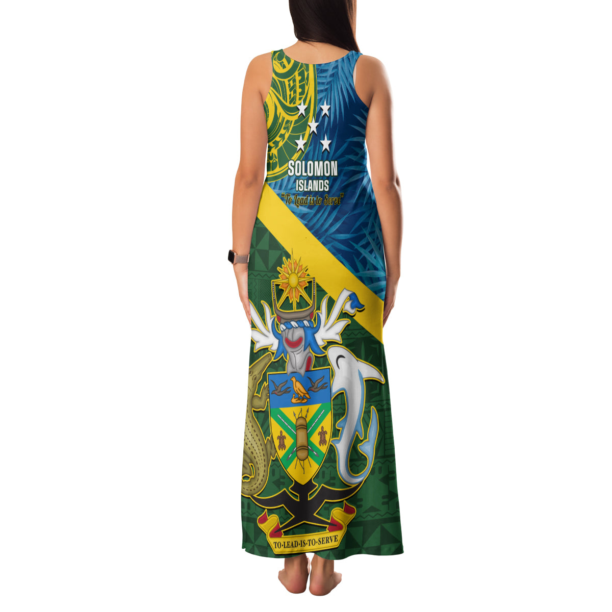 Solomon Islands Family Matching Tank Maxi Dress and Hawaiian Shirt Tropical Leaves With Melanesian Pattern LT14 - Polynesian Pride