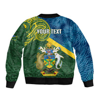 Personalised Solomon Islands Bomber Jacket Tropical Leaves With Melanesian Pattern LT14 - Polynesian Pride