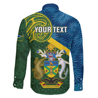 Personalised Solomon Islands Family Matching Mermaid Dress and Hawaiian Shirt Tropical Leaves With Melanesian Pattern LT14 - Polynesian Pride
