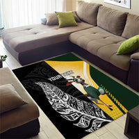 New Zealand and South Africa Rugby Custom Area Rug Maori Silver Fern Springbok Together - Polynesian Pride
