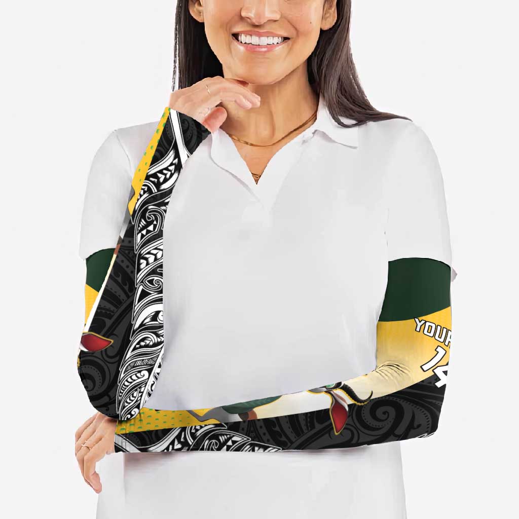 New Zealand and South Africa Rugby Custom Arm Sleeves Maori Silver Fern Springbok Together - Polynesian Pride