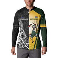 New Zealand and South Africa Rugby Custom Button Sweatshirt Maori Silver Fern Springbok Together - Polynesian Pride