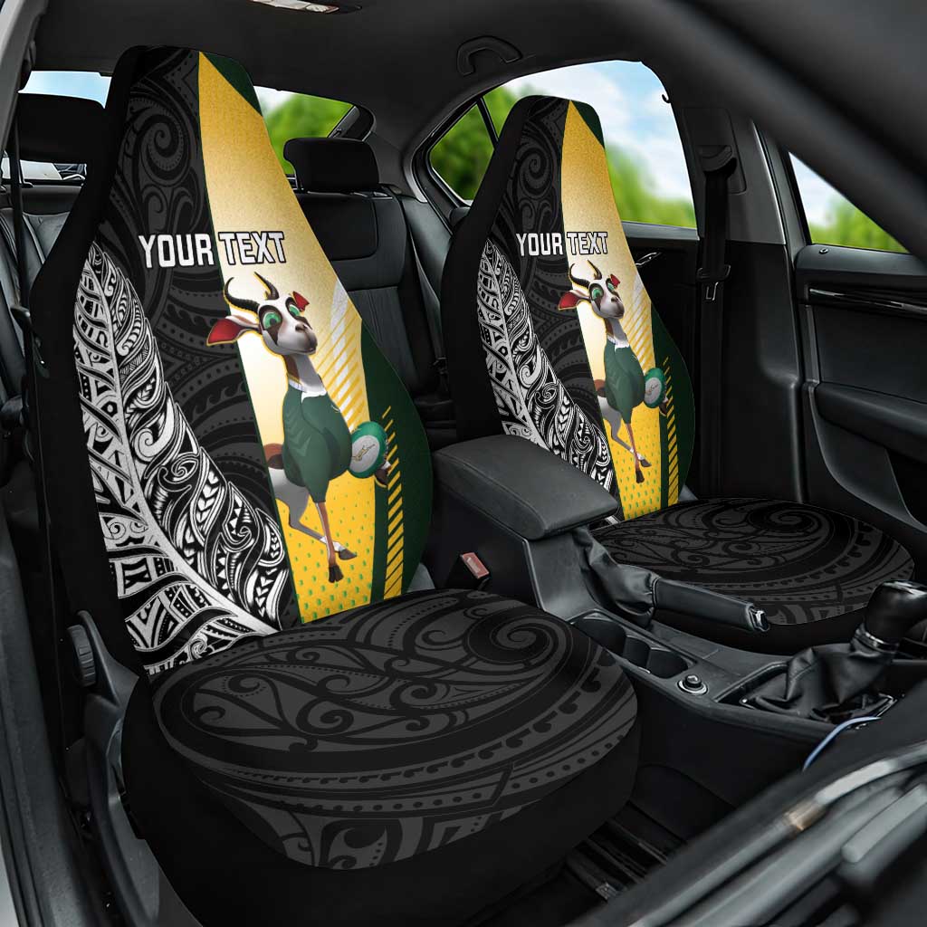 New Zealand and South Africa Rugby Custom Car Seat Cover Maori Silver Fern Springbok Together - Polynesian Pride