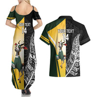 New Zealand and South Africa Rugby Custom Couples Matching Summer Maxi Dress and Hawaiian Shirt Maori Silver Fern Springbok Together - Polynesian Pride
