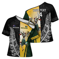 New Zealand and South Africa Rugby Custom Cross Shoulder Shirt Maori Silver Fern Springbok Together - Polynesian Pride