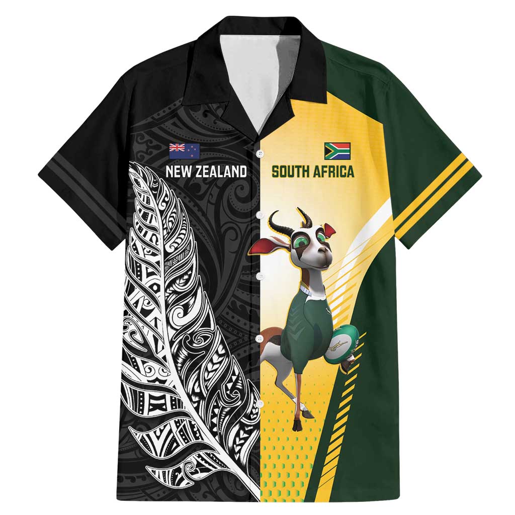 New Zealand and South Africa Rugby Custom Family Matching Mermaid Dress and Hawaiian Shirt Maori Silver Fern Springbok Together - Polynesian Pride