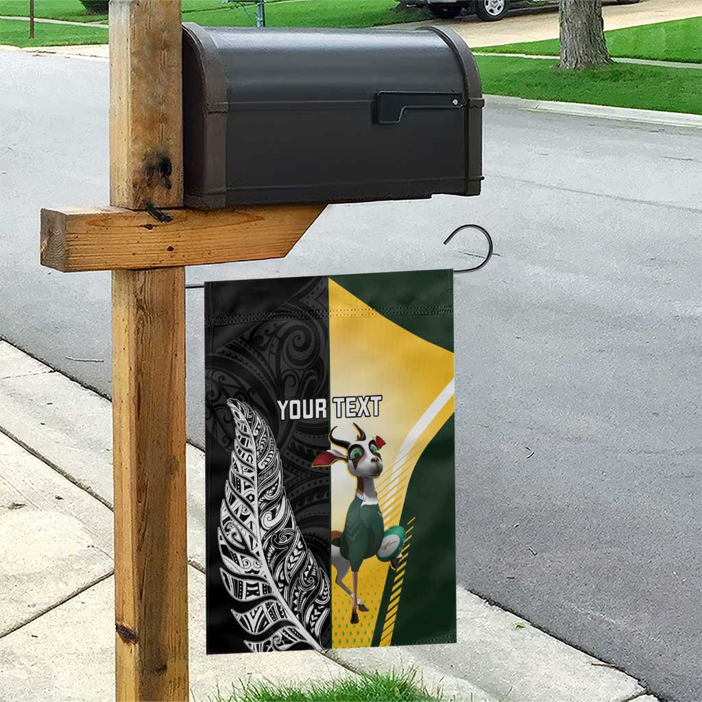 New Zealand and South Africa Rugby Custom Garden Flag Maori Silver Fern Springbok Together - Polynesian Pride