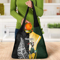 New Zealand and South Africa Rugby Custom Grocery Bag Maori Silver Fern Springbok Together - Polynesian Pride