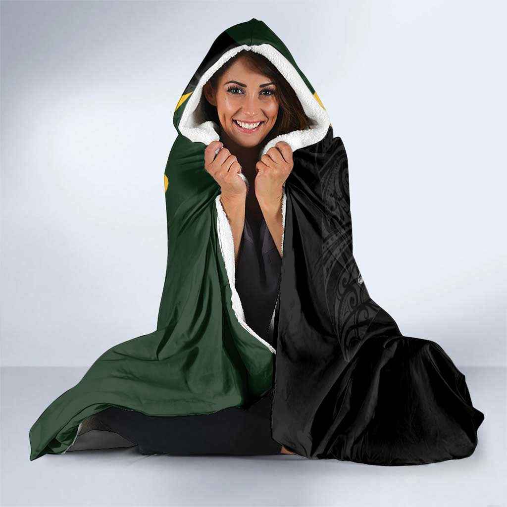 New Zealand and South Africa Rugby Custom Hooded Blanket Maori Silver Fern Springbok Together - Polynesian Pride