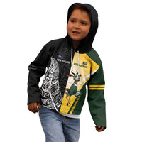 New Zealand and South Africa Rugby Custom Kid Hoodie Maori Silver Fern Springbok Together - Polynesian Pride