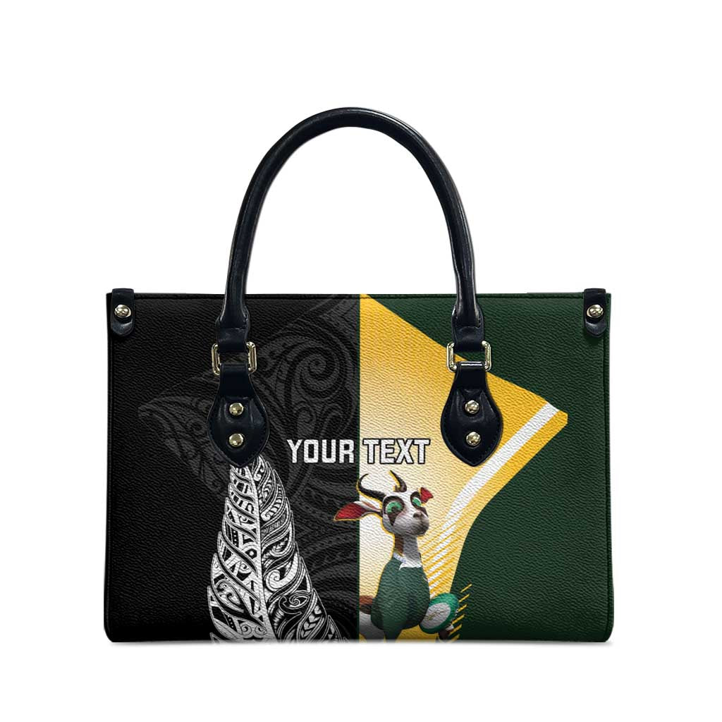 New Zealand and South Africa Rugby Custom Leather Bag Maori Silver Fern Springbok Together - Polynesian Pride