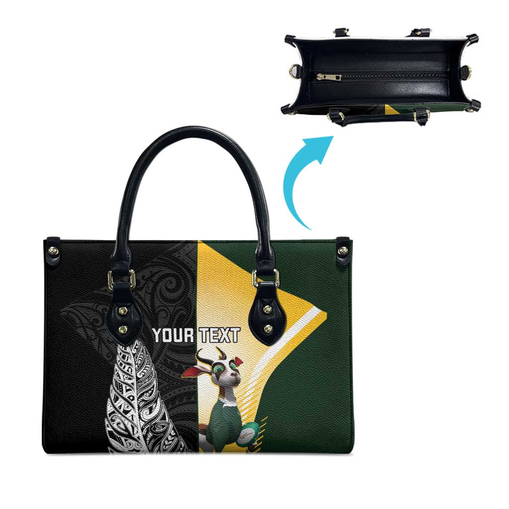 New Zealand and South Africa Rugby Custom Leather Bag Maori Silver Fern Springbok Together - Polynesian Pride