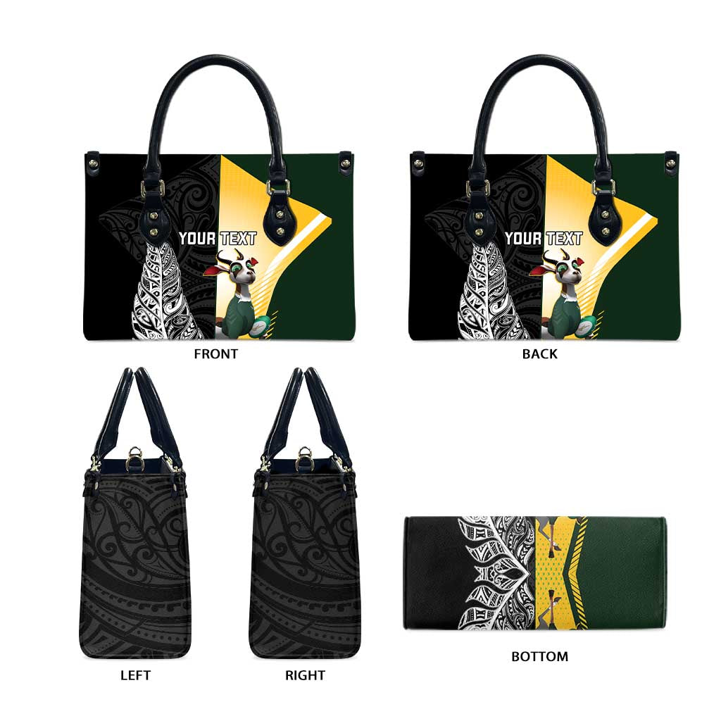 New Zealand and South Africa Rugby Custom Leather Bag Maori Silver Fern Springbok Together - Polynesian Pride