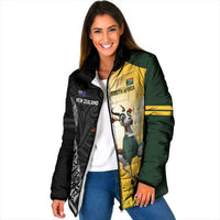 New Zealand and South Africa Rugby Custom Padded Jacket Maori Silver Fern Springbok Together - Polynesian Pride