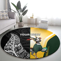 New Zealand and South Africa Rugby Custom Round Carpet Maori Silver Fern Springbok Together LT14 - Polynesian Pride