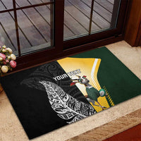 New Zealand and South Africa Rugby Custom Rubber Doormat Maori Silver Fern Springbok Together - Polynesian Pride