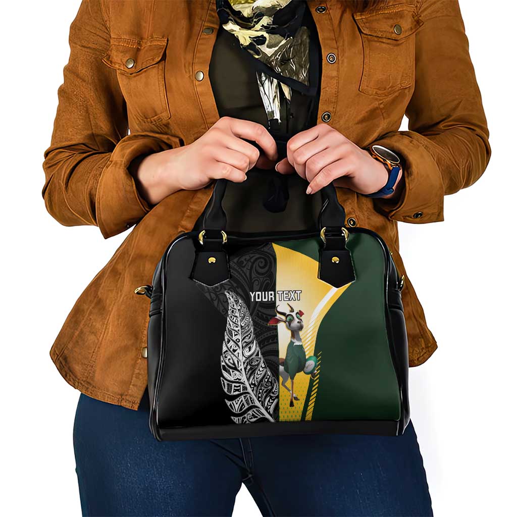 New Zealand and South Africa Rugby Custom Shoulder Handbag Maori Silver Fern Springbok Together - Polynesian Pride