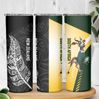New Zealand and South Africa Rugby Skinny Tumbler Maori Silver Fern Springbok Together - Polynesian Pride