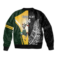 New Zealand and South Africa Rugby Custom Sleeve Zip Bomber Jacket Maori Silver Fern Springbok Together LT14 - Polynesian Pride