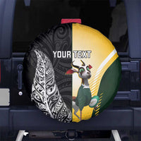 New Zealand and South Africa Rugby Custom Spare Tire Cover Maori Silver Fern Springbok Together LT14 No hole Black - Polynesian Pride