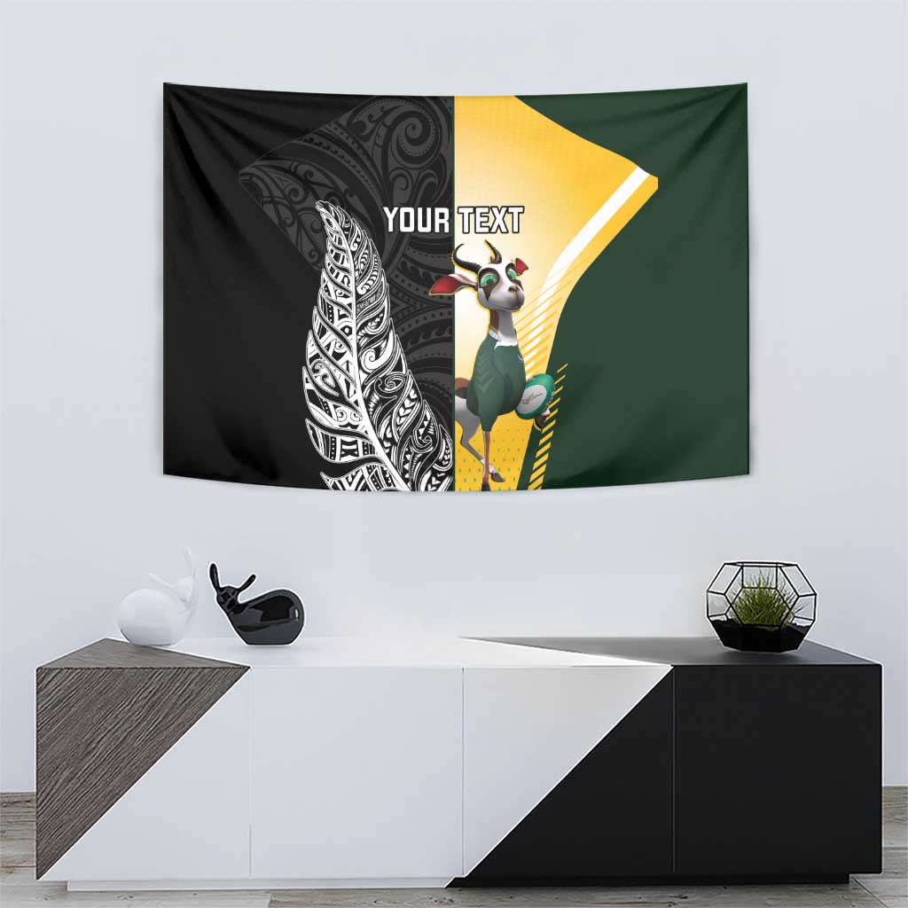 New Zealand and South Africa Rugby Custom Tapestry Maori Silver Fern Springbok Together LT14 - Polynesian Pride