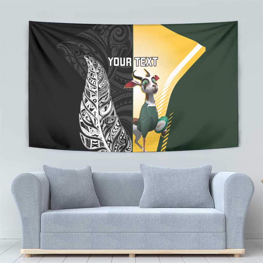 New Zealand and South Africa Rugby Custom Tapestry Maori Silver Fern Springbok Together LT14 - Polynesian Pride