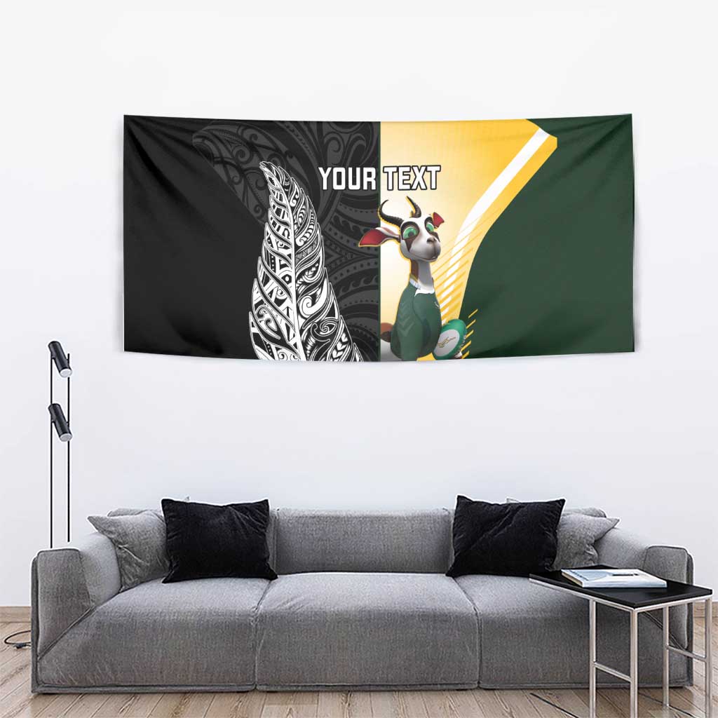 New Zealand and South Africa Rugby Custom Tapestry Maori Silver Fern Springbok Together LT14 - Polynesian Pride