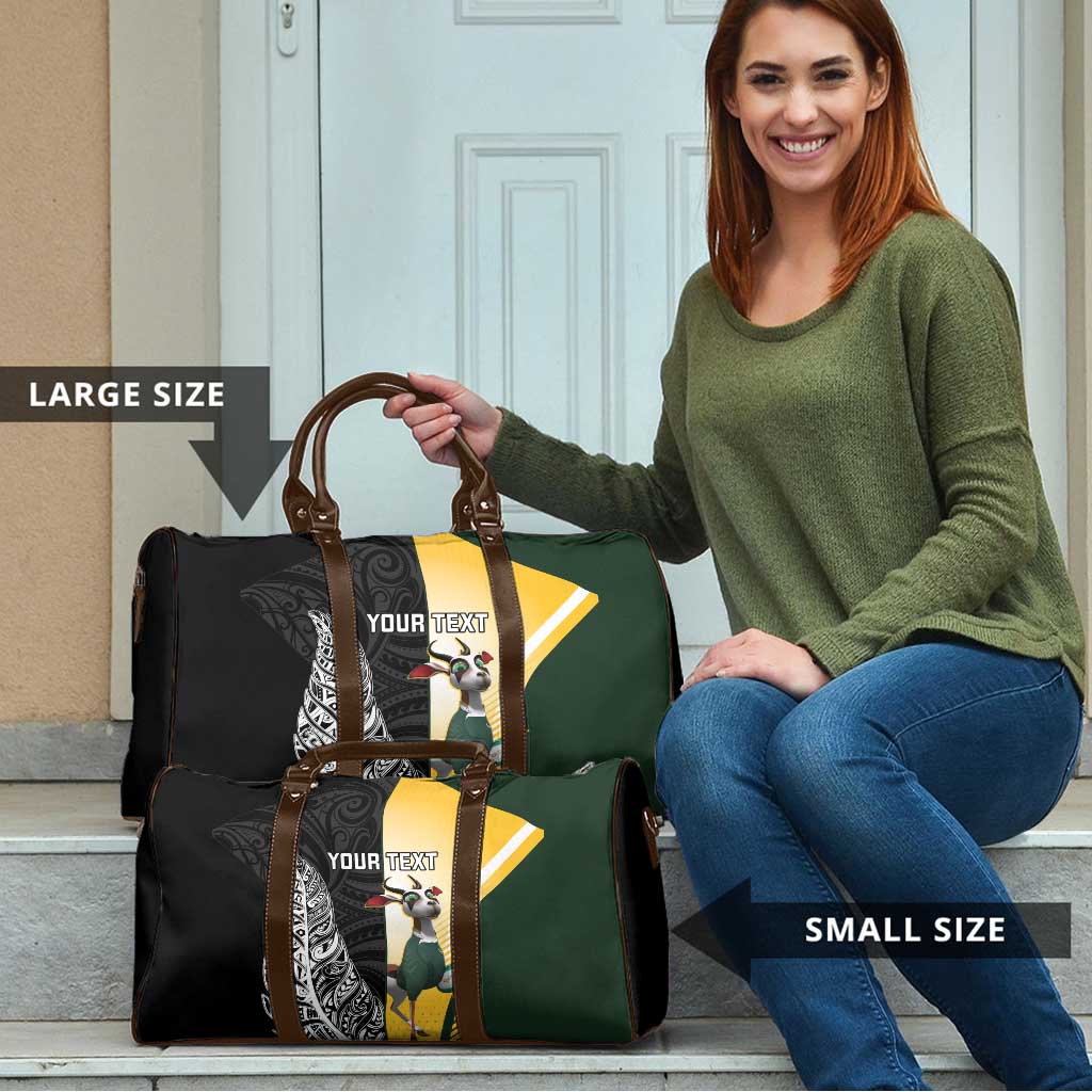 New Zealand and South Africa Rugby Custom Travel Bag Maori Silver Fern Springbok Together - Polynesian Pride