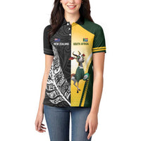 New Zealand and South Africa Rugby Custom Women Polo Shirt Maori Silver Fern Springbok Together - Polynesian Pride