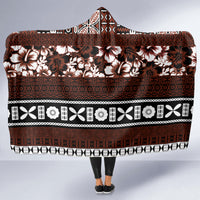 Bula Fiji Hooded Blanket Fijian Tapa Masi With Hibiscus Flowers LT14 - Polynesian Pride
