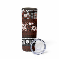Bula Fiji Skinny Tumbler Fijian Tapa Masi With Hibiscus Flowers