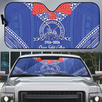 Queen Salote College 100 Years Personalized Auto Sun Shade Tonga QSC Heilala Lei Blue Ngatu Pattern