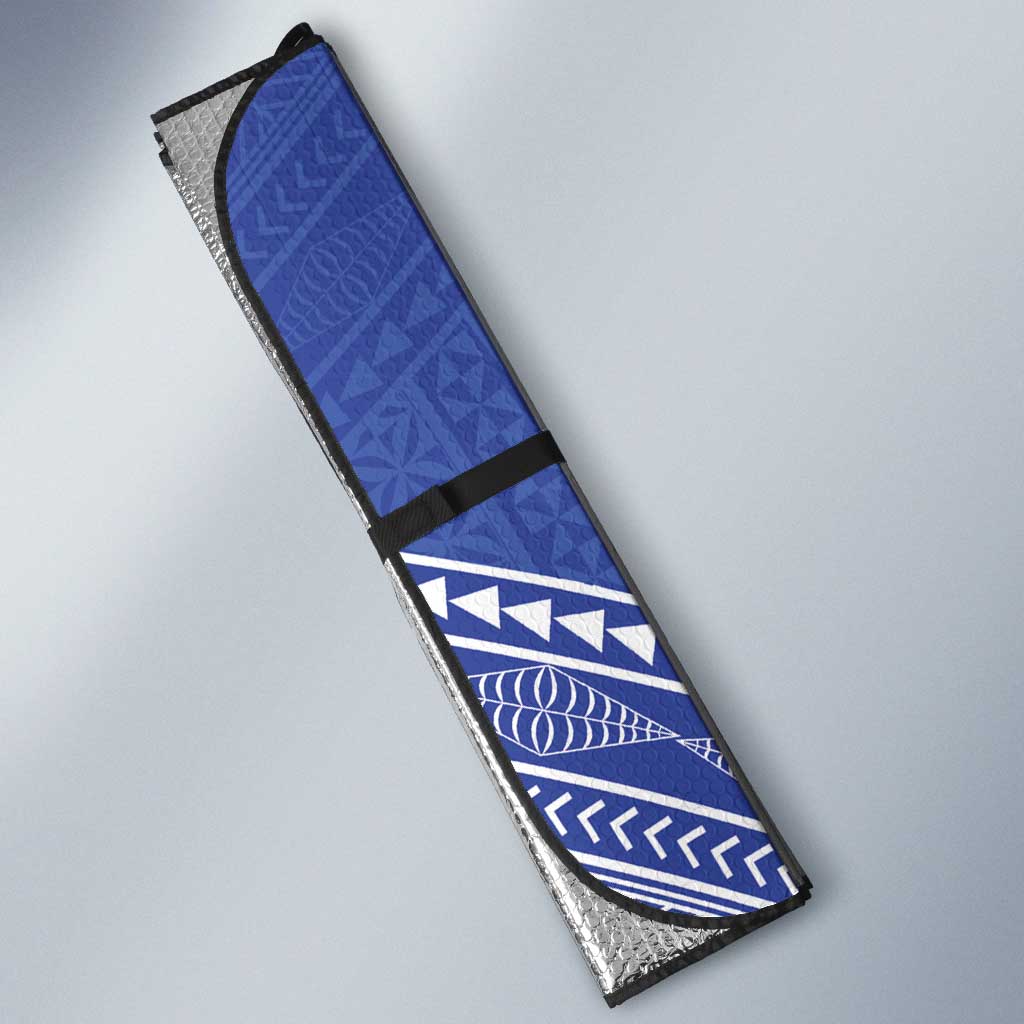 Queen Salote College 100 Years Personalized Auto Sun Shade Tonga QSC Heilala Lei Blue Ngatu Pattern