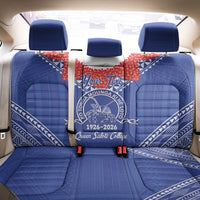 Queen Salote College 100 Years Personalized Back Car Seat Cover Tonga QSC Heilala Lei Blue Ngatu Pattern