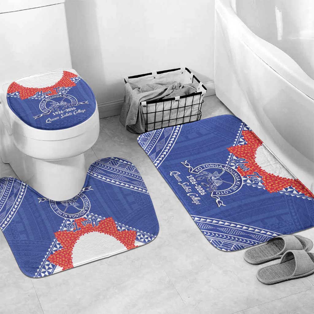 Queen Salote College 100 Years Personalized Bathroom Set Tonga QSC Heilala Lei Blue Ngatu Pattern