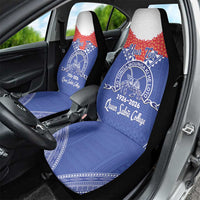 Queen Salote College 100 Years Personalized Car Seat Cover Tonga QSC Heilala Lei Blue Ngatu Pattern
