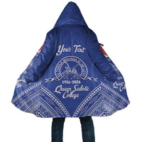 Queen Salote College 100 Years Personalized Cloak Tonga QSC Heilala Lei Blue Ngatu Pattern