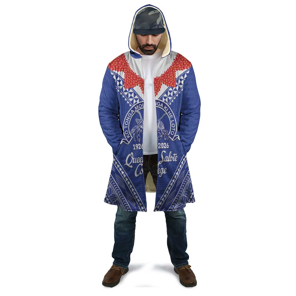 Queen Salote College 100 Years Personalized Cloak Tonga QSC Heilala Lei Blue Ngatu Pattern