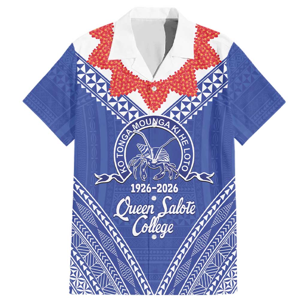 Queen Salote College 100 Years Personalized Family Matching Mermaid Dress and Hawaiian Shirt Tonga QSC Heilala Lei Blue Ngatu Pattern