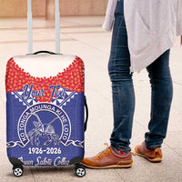 Queen Salote College 100 Years Personalized Luggage Cover Tonga QSC Heilala Lei Blue Ngatu Pattern