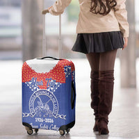 Queen Salote College 100 Years Personalized Luggage Cover Tonga QSC Heilala Lei Blue Ngatu Pattern