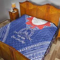 Queen Salote College 100 Years Personalized Quilt Tonga QSC Heilala Lei Blue Ngatu Pattern